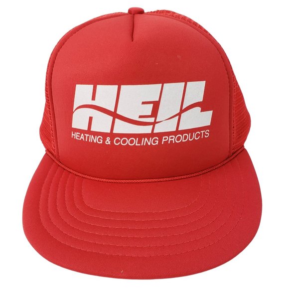 HEIL Heating Cooling Hat - Vintage Snapback Trucker Ball Cap RED Mesh Foam Rope - Picture 1 of 5
